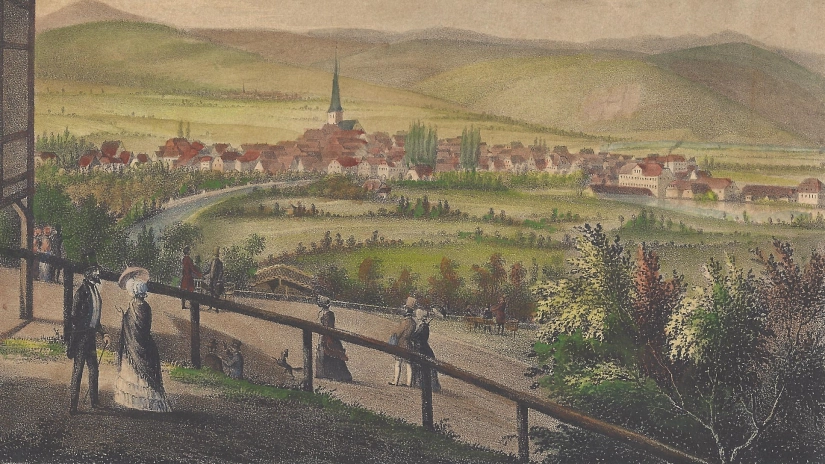 Blick auf Holzminden vom Felsenkeller