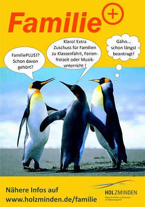 Familie PLUS Plakat mit Pinguinen&nbsp;&copy;&nbsp;Stadt Holzminden